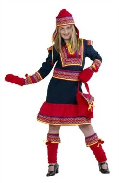 Lapländerin 5-tlg (Kleid, Gürtel, Mütze, Handschuhe, Stulp)