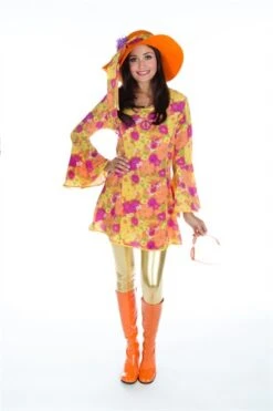 Kleid Flower Power Orange (Kleid,Stirnband)