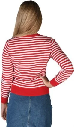 Ringelpulli Strick Rot/weiß Lady -Halloween-Kostümladen ka2338 1