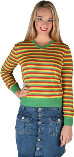 Ringelpulli Strick Rot/gelb/grün Lady