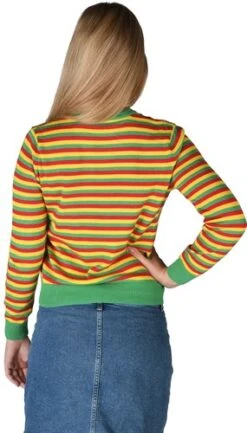 Ringelpulli Strick Rot/gelb/grün Lady -Halloween-Kostümladen ka2339 1