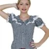 Trachtenbluse Oktoberfest Schwarz/weiss