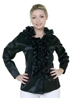 Rüschenbluse Schwarz Dame