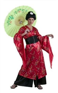 Japanerin (Rot) 3tlg(Hose/Kimono/Schärpe)