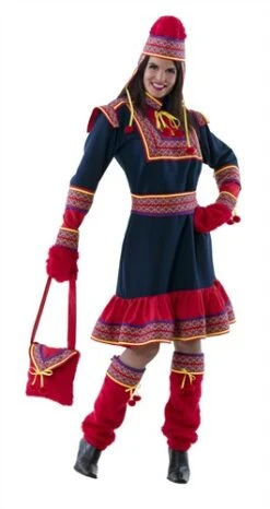 Lapländerin 5-tlg (Kleid, Gürtel, Mütze, Handschuhe, Stulp)