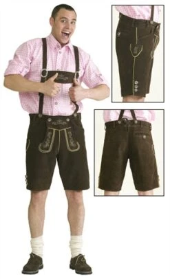 Lederhose Kurz Braun Oktoberfest (echtes Leder Mit Bestickung)