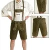 Lederhose Oktoberfest Kurz Oliven Grün Echtes Leder Mit Bestickung