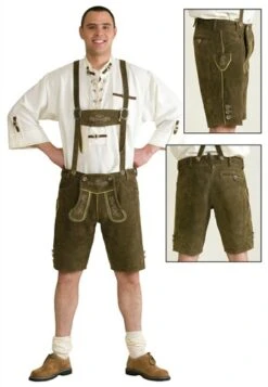 Lederhose Oktoberfest Kurz Oliven Grün Echtes Leder Mit Bestickung