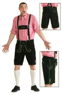 Lederhose Kurz Schwarz Oktoberfest (echtes Leder Mit Bestickung)