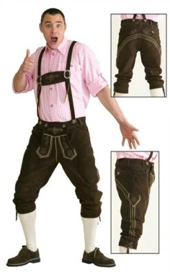 Lederhose Oktoberfest Dunkel Braun Echtes Leder Mit Bestickung