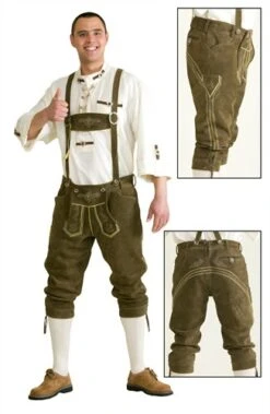 Lederhose Olive Grün Oktoberfest (echtes Leder Mit Bestickung)