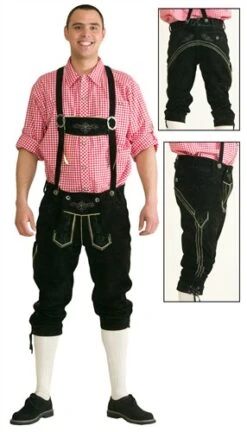 Lederhose Schwarz Oktoberfest (echtes Leder Mit Bestickung)