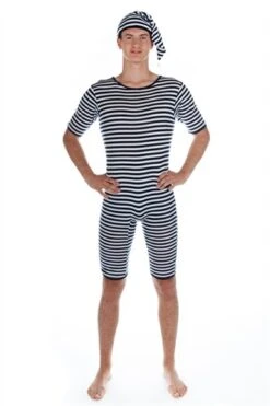 Badeanzug Blau/weiss