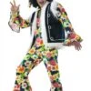 Hippie Flower Power 4-tlg (Bluse, Hose, Weste, Stirnband)