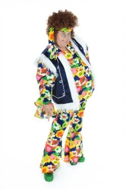 Hippie Flower Power 4-tlg (Bluse, Hose, Weste, Stirnband) -Halloween-Kostümladen ka6959 l