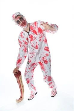 OP Chirurg Kostüm Halloween (Bluse, Hose, Kappe, Mundkappe)