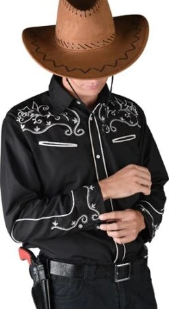Cowboy Bluse Schwarz -Halloween-Kostümladen ka7320 2