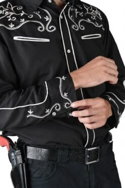 Cowboy Bluse Schwarz -Halloween-Kostümladen ka7320 3