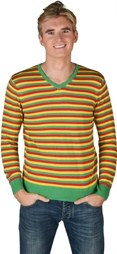 Ringelpulli Strick Rot/gelb/grün