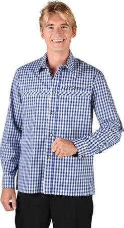 Trachtenhemd Blau/weiß